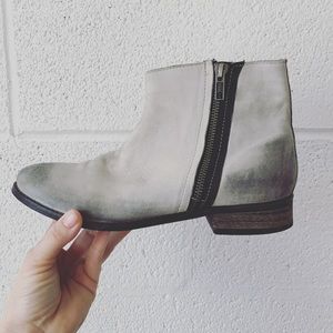 Rebels white grey distressed side zip ankle boots